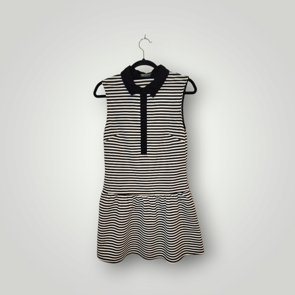 Maude Black and White Striped Sleeveless Dress size Large